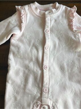 cloud island Light Pink Baby Footed One-Piece with Cloud Motif